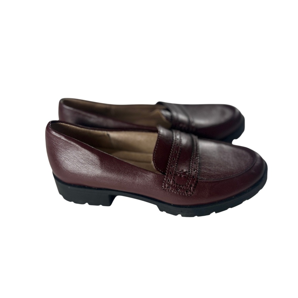 LifeStride London Burgundy Lug Sole Penny Loafers Women 5.5M Soft System Comfort